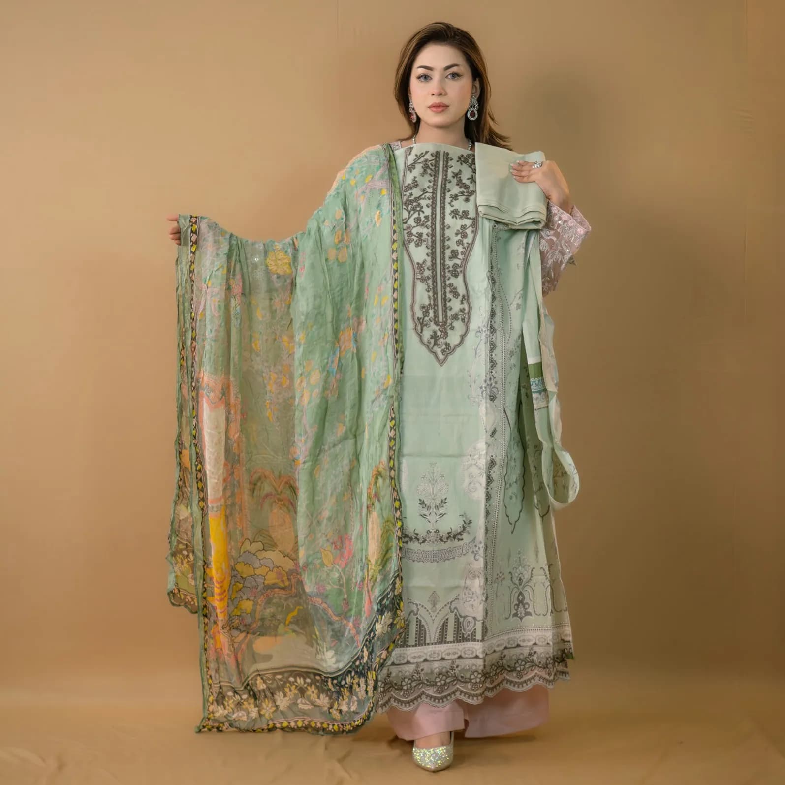 Unstitch Stitch Embroidered & Printed Salwar Kameez Suit C-11699