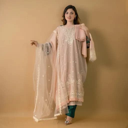 Pink Unstitch Embroidered Georgette Salwar Kameez C-11646 