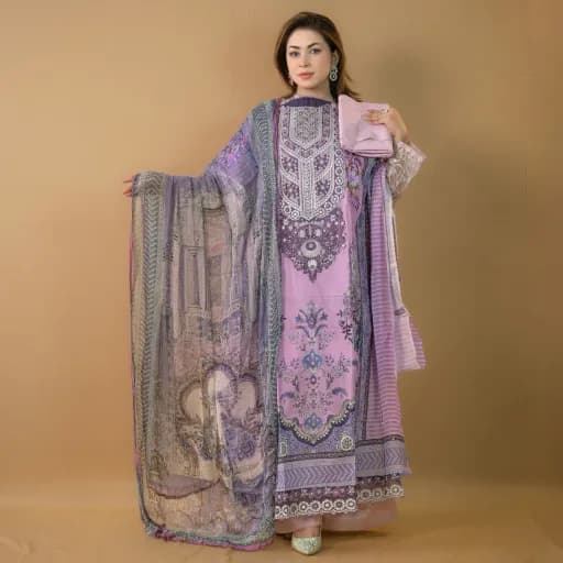 Plum Unstitch Stitch Embroidered & Printed Salwar Kameez Suit C-11706 
