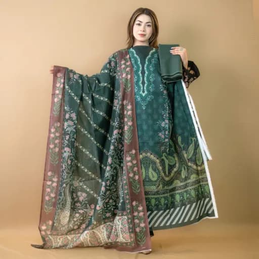 Green Unstitch Printed Cotton Salwar Kameez C-11767 