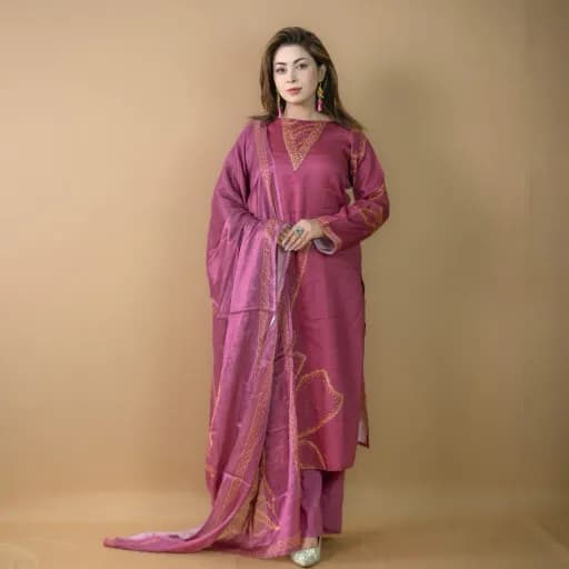 Onion Stitch Unstitch Embroidered Cotton Silk Salwar Kameez C-11597 