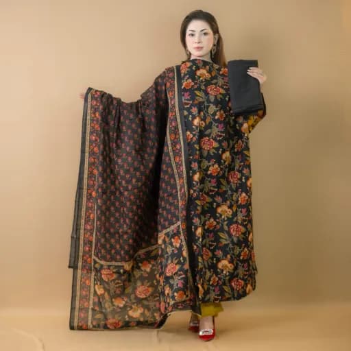 Black Unstitch Printed Cotton Salwar Kameez C-11821 