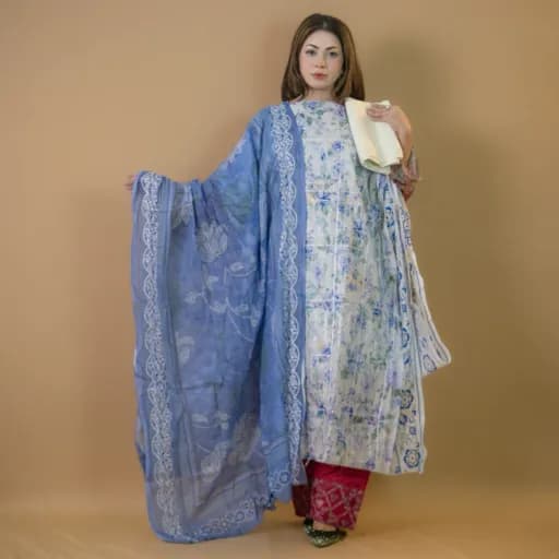 Sky Unstitch Embroidered Printed Cotton Salwar Kameez C-11842 