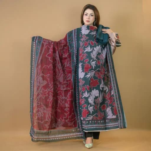 Green Unstitch Printed Kota Cotton Salwar Kameez C-11879