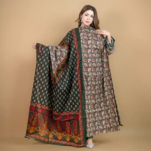 Green Unstitch Printed Cotton Salwar Kameez C-11910 
