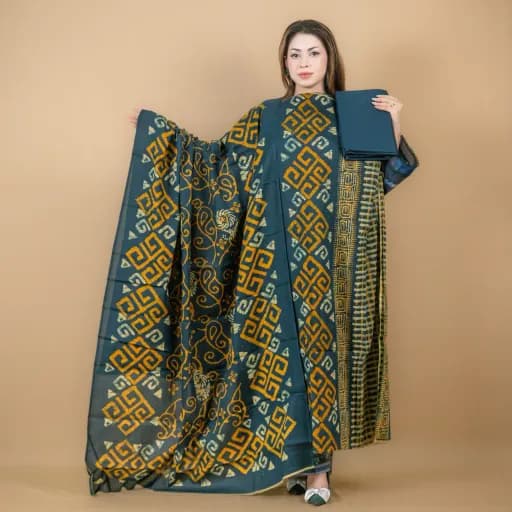 Navy Blue Unstitch Printed Cotton Salwar Kameez C-11957 
