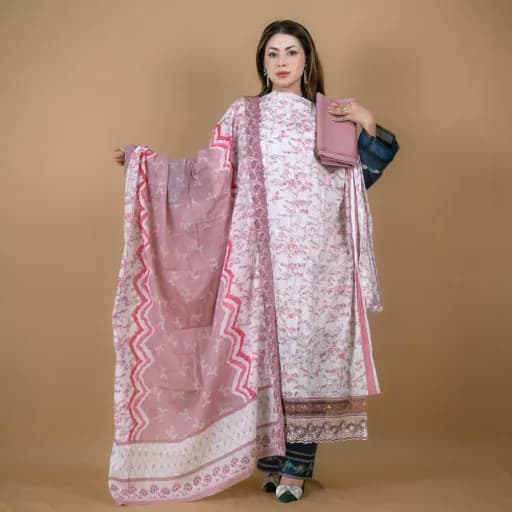 Mauve Embroidered Printed Lawn Salwar Kameez (Unstitched) – C-11961 