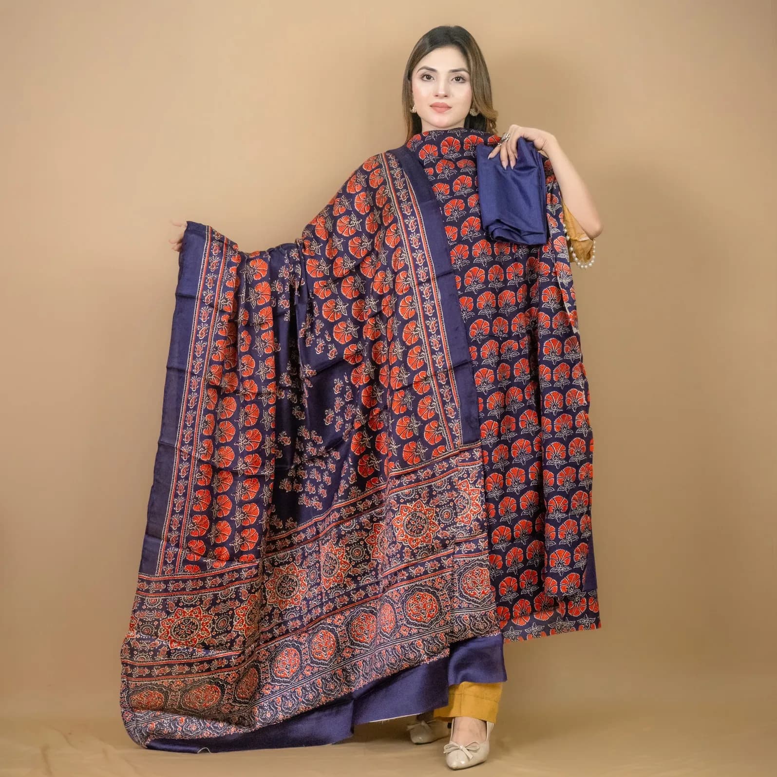 Violet Unstitch Printed Silk Salwar Kameez C-12046