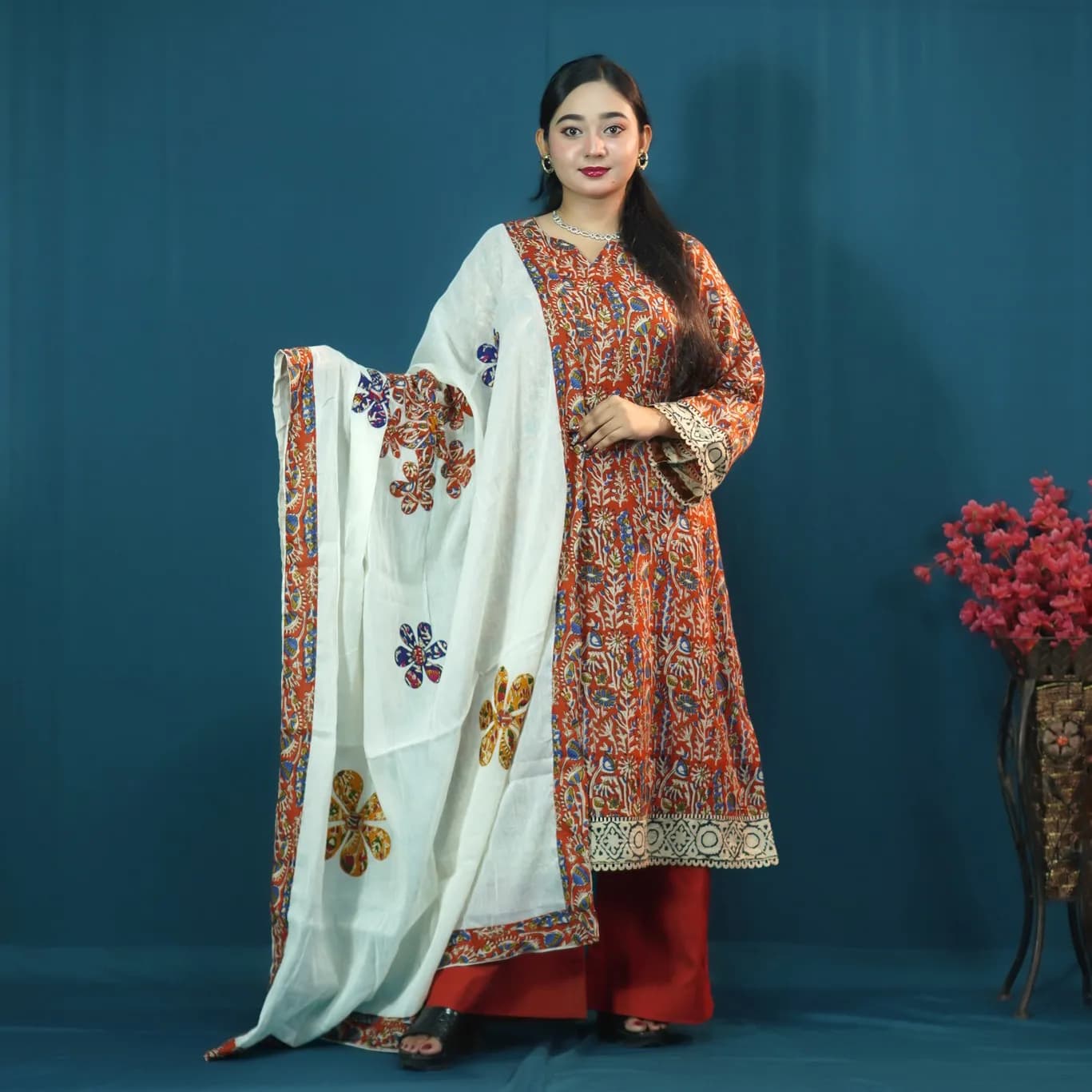 Brick Printed Cotton Salwar Kameez –C-12602 Stitching Available